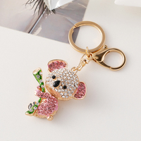 Porte-clés Koala Populaire, Mignon Pendentif Animal de Dessin Animé Incrusté de Cristaux, Breloque de Sac Tendance en Alliage pour Cadeaux et Usage Quotidien