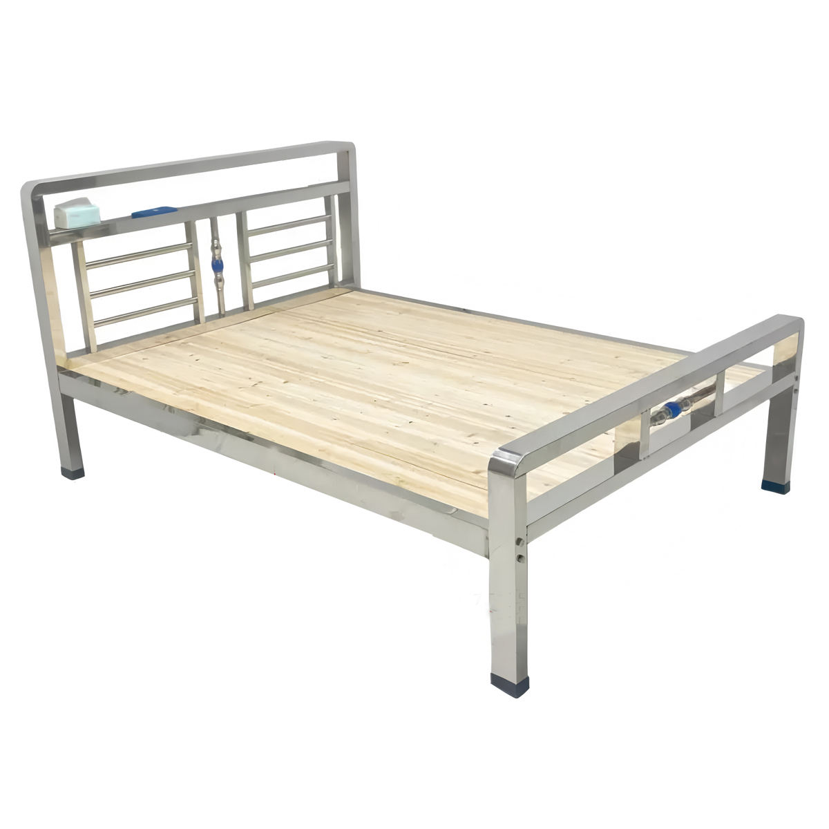 Cadre en acier inoxydable + sommier en bois massif