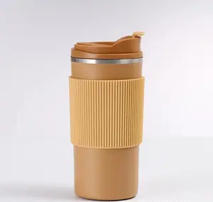 Silicone tay áo thép không gỉ Thermos cup công suất lớn cách nhiệt chống nóng cốc cà phê ngoài trời