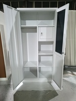 Armoire métallique moderne imprimée à 3 portes avec portes en verre et miroir, meuble pliable pour chambre et salon avec tiroirs