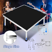 Plateforme de scène portable 4'x4', plateforme en aluminium jusqu'à 1900 livres, hauteur réglable de 24 à 41 pouces, scène pour événements, mariages, concerts