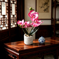 Arrangements floraux de mariage en pleine croissance : Orchidées Phalaenopsis artificielles en plastique pour la décoration de bureaux, hôtels et maisons