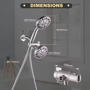 ชุดฝักบัวแรงดันสูง 7 ฟังก์ชั่น พร้อมสายสแตนเลสและหัวฝักบัวแบบมือถือ 3 ทาง - Product Image 4