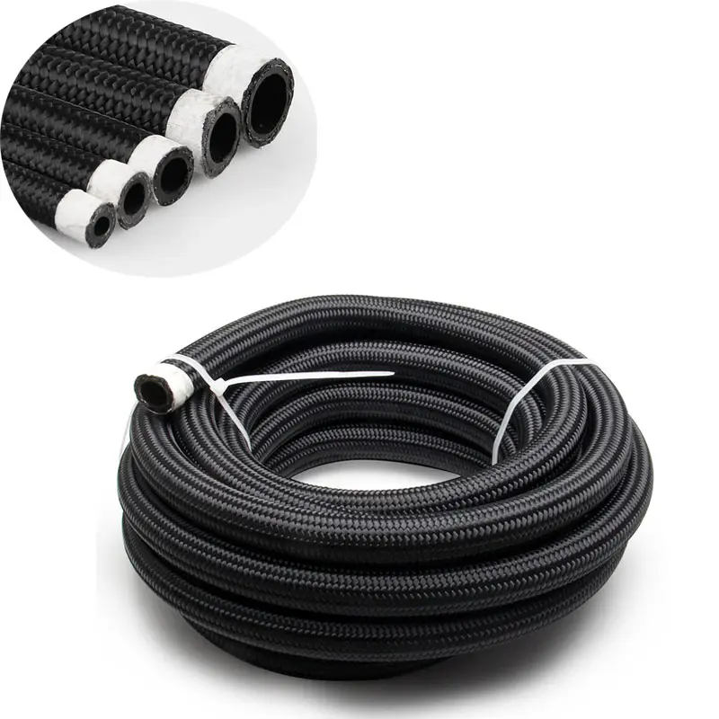 AN4 AN6 AN8 AN10 AN12 Black Nylon Cover Stainless Steel Braided CPE NBR Rubber Fuel Line Oil Cooler Horse