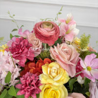 Vente en gros d'usine, décorations pour mariage, Thanksgiving, fête des mères, arrangements floraux de roses en soie blanches ivoire de luxe de 50 cm