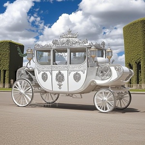 Charrette électrique de luxe moderne de style européen, en métal sculpté blanc, avec fleurs, transport spécial de style princesse - Product Image 4