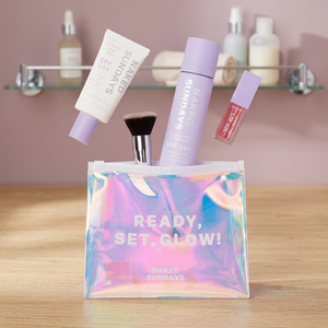 Holographic Laser PVC Slider Zipper Portable Water Resistant Durable Makeup <b>Bag</b> Stand up Cosmetic Pouch for <b>Sunscreen</b> Skincare - Product Image 3