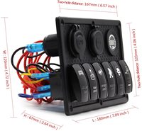Panneau d'interrupteur à bascule étanche pour bateau marin 6 gangs avec prise USB double 4.2A allume-cigare pour voiture Rv véhicules camion