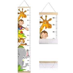 Règle de <span class=keywords><strong>mesure</strong></span> de hauteur en bois au design moderne <span class=keywords><strong>Tableau</strong></span> de croissance des animaux mignons pour enfants 4ème série d'animaux Toile mobile pour garçons et filles - Product Image 1