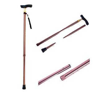 Bâton de marche télescopique en alliage d'aluminium, hauteur réglable, pointe en caoutchouc antidérapante pour personnes âgées, support de randonnée - Product Image 4