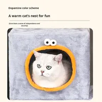 Maison d'escalade pour chat intégrée, grande, quatre saisons, en panneau de densité de velours, minimaliste, avec griffoir et étagère, fabriquée en Chine