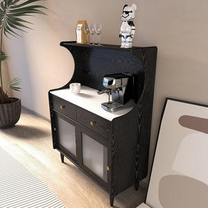 Aparador de Madera Maciza de Roble Negro, Estilo Retro, Mueble para Té y Vino, Almacenamiento para Sala de Estar, Estilo Americano Francés Minimalista - Product Image 4