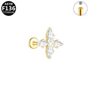 Boucles d'oreilles clous lune plaquées titane F136 en alliage de titane, sertissage à griffes, bijoux de piercing tendance pour soirée - Product Image 5