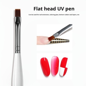 Nail Art Phototherapy Pen Flat Head Design Durable Nylon Custom Logo for Student Practice Factory Wholesale Single Pack - Product Image 6