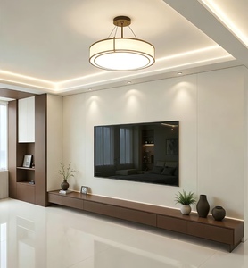 Mueble de <span class=keywords><strong>TV</strong></span> Moderno de Pared con Diseño <span class=keywords><strong>Simple</strong></span> en Madera Veteada, con Iluminación LED y Cajón, para Sala de Estar - Product Image 3