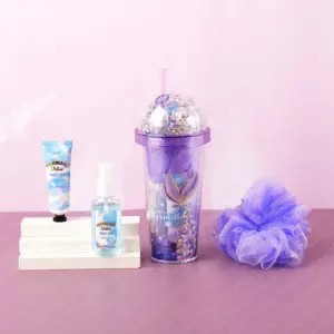 Hot Sales Customized Mini Small Travel Size Body Care Gift Set With Reusable Cup For Ladies