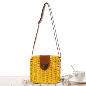Женская Плетеная соломенная сумка, Пляжная дорожная сумка через плечо из ротанга, 2023