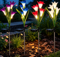 Lampe solaire LED Lily IP65 étanche à brancher au sol, allumage/extinction automatique pour cour extérieure, jardin, pelouse, paysage, décoration de vacances