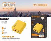 Chargeur mural rapide 120W 4 ports PD QC3.0, multi USB, USB C, adaptateur de voyage, prise EU US UK pour ordinateur portable, smartphone, tablette