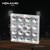 HONJU Lentille optique LED extérieure personnalisée, anti-UV, PC, IP65, angle de faisceau de 25 degrés, transmission >90%, garantie 2 ans pour éclairage de rue