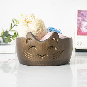 <span class=keywords><strong>Herramienta</strong></span> de Tejido Creativa, Tazón de Almacenamiento de Lana de Madera con Orejas de <span class=keywords><strong>Gato</strong></span>, <span class=keywords><strong>Herramienta</strong></span> de Almacenamiento Circular Tejida a Mano - Product Image 4