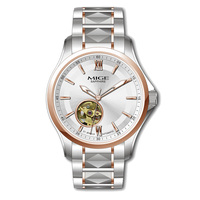 Reloj de hombre automático de lujo personalizado de 41 mm, cristal de zafiro, acero inoxidable 316L, reloj mecánico hueco.