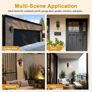 Hiện đại Matte Đen ngoài trời Đèn tường 3000K tích hợp LED chiếu sáng lịch thi đấu 2-mảnh thiết lập cho cửa trước hiên nhà sân thượng - Product Image 3