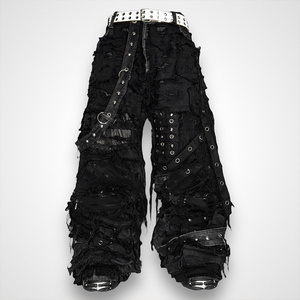 Quần Jean Nam Thiết Kế Heavy Metal Hip Hop Cá Tính, Quần Jean Đen Xước Cho Nam - Product Image 2