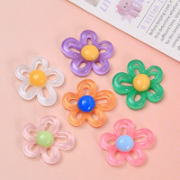 Breloques en résine ajourées motif fleur dessin animé, accessoires DIY pour coque de téléphone et pince à cheveux