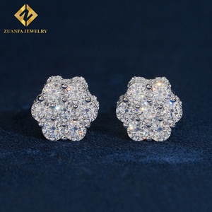 Fashion Style 925 <b>Silver</b> VVS Moissanite Side‑Set Flower Shaped <b>Stud</b> <b>Earrings</b> Luxury Iced‑Out Women Jewelry - Product Image 3