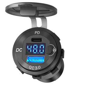 12 V <span class=keywords><strong>USB</strong></span> C nhôm xe sạc ổ cắm 12 Volt <span class=keywords><strong>USB</strong></span> Outlet PD 20W và sạc nhanh 3.0 18W xe <span class=keywords><strong>USB</strong></span> Cổng không thấm nước với Vôn kế - Product Image 3