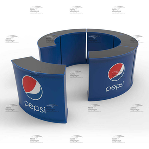 Comptoir rond de vente promotionnelle Misign Factory, idéal pour les salons professionnels, les tables de réception, les podiums, les conventions et le commerce de détail, avec impression par sublimation. - Product Image 5