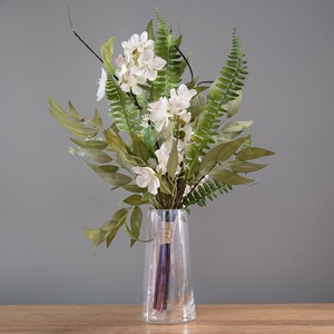 Loren Design <b>Artificial</b> <b>Flowers</b> White Ferns And Blossoms Vase Arrangement Home Decor Wedding Bouquet CF01079 - Product Image 1