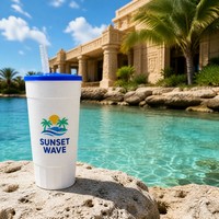 Gobelets Souvenirs de 64 oz pour Parcs Thème et Parcs d'Attractions – Gobelet Géant Réutilisable en Plastique avec Couvercle et Paille, Compatible Lave-Vaisselle, Couleurs Personnalisables