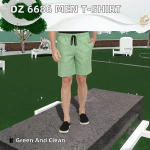 Shorts de plage imprimés en toile écologiques pour hommes avec taille élastique et poches - Product Image 2