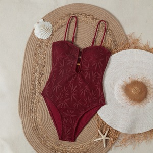 Maillot <span class=keywords><strong>de</strong></span> <span class=keywords><strong>bain</strong></span> une pièce bohème en crochet pour femme, motif feuille élégant, push-up, col halter, tons terre, collection été 2026 - Product Image 5