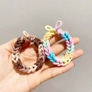 Coletero de pelo colorido tejido a mano, banda elástica gruesa para cola de caballo, tocado informal, mezcla aleatoria - Product Image 3