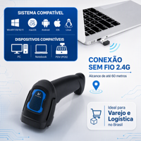 Escáner de Código de Barras Xincode 2D 1D Inalámbrico, Compatible con Códigos QR, para Tiendas, Supermercados, Android, Windows, para Punto de Venta y Control de Inventario