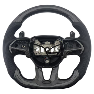 Volant de direction en cuir perforé en fibre de carbone de qualité supérieure, nouveau design, pour Dodge Challenger SRT - Product Image 1