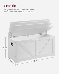 <span class=keywords><strong>VASAGLE</strong></span> Couloir de style moderne Banc de rangement pour chaussures blanc mat Coffre de rangement en bois pour la maison - Product Image 6