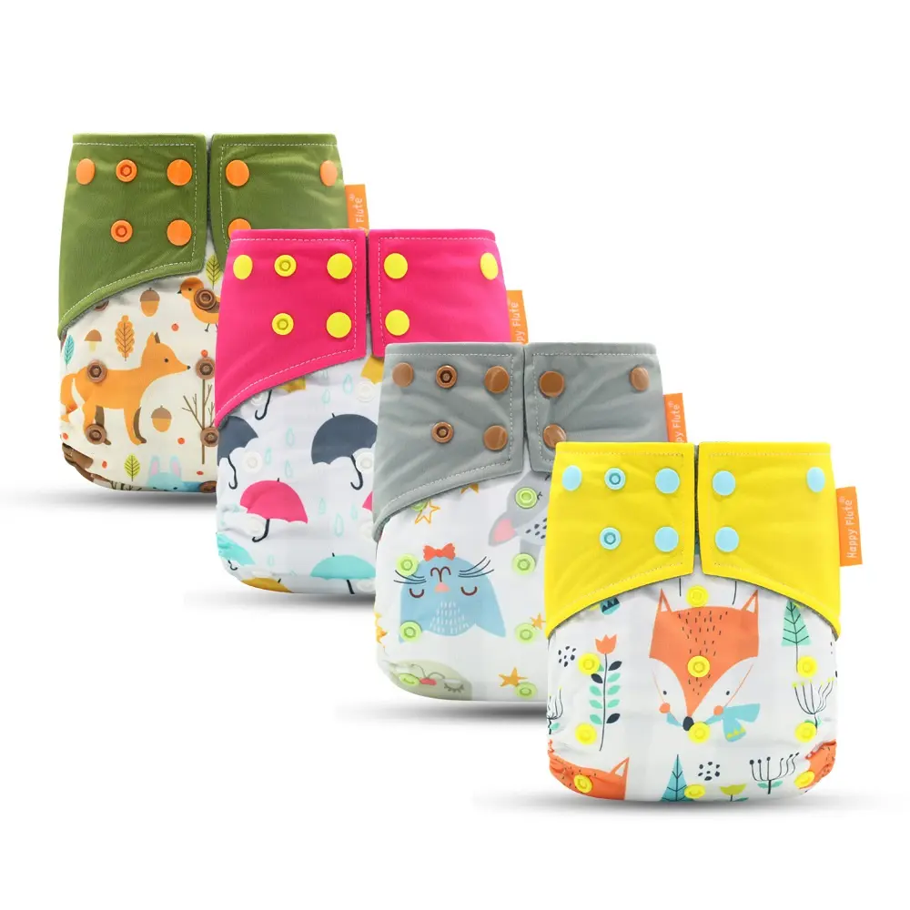 wholesaler raw material for diapers for babies New print reusable one size pocket cloth baby diapers baby Diaper