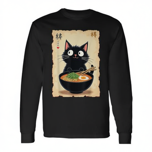 Camiseta de manga larga Kawaii Ramen Cat, diseño lindo de comida japonesa, anime, para amantes de los fideos - Product Image 2