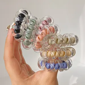 Spring Phone Cord Hair Ties Bracelets Fun Rubber Bands Plastic Spiral Hair Ties Elastic for Women Girls Thick Hair