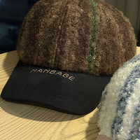 Casquette de baseball rétro en laine d'agneau avec patchwork brodé et lettres, style Dad Hat pour femme, automne-hiver