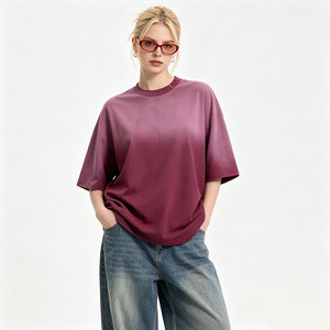T-shirt <span class=keywords><strong>Homme</strong></span> ALCLEVER – Marque Américaine Tendance, Dégradé Multicolore, Manches Courtes, Col Rond Effet Usé, Logo Personnalisé - Product Image 3