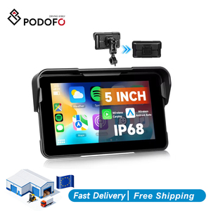 หน้าจอ IPS สำหรับมอเตอร์ไซค์แบบพกพาขนาด 5 นิ้ว ยี่ห้อ Podofo พร้อมระบบ Wireless Carplay/Android Auto รองรับ BT กันน้ำระดับ IP68 ถอดออกง่าย รวดเร็ว รับผลิตแบบ ODM/OEM - Product Image 1