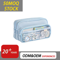 En stock, nouvelle arrivée, trousse à crayons transparente en PVC, multi-couches, kawaii, grande capacité pour les étudiants, sac à crayons transparent