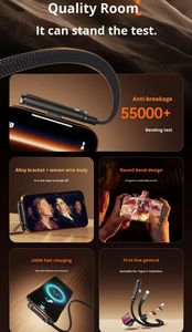 สายชาร์จเร็ว Universal 240W แบบสายถักไนลอน พร้อมขาตั้งโทรศัพท์ หัวงอ 90 องศา หมุนได้ 360 องศา รองรับหลายมุมมอง แบบ Type-C สำหรับโทรศัพท์ทุกรุ่น เหมาะสำหรับเล่นเกม - Product Image 3