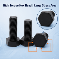 Vis à tête hexagonale externe en nylon noir M3-M12, boulons en plastique isolés ignifuges pour équipements électriques