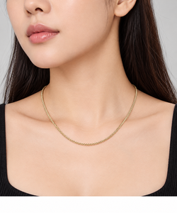 Collar de Cadena Delgada Tejida de Acero Inoxidable con Baño de Oro de 14K al Vacío, Ajustable 43+5 cm, Diseño sin Colgante - Product Image 5